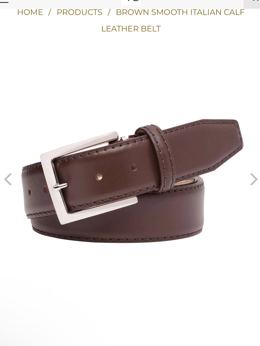 Rodger Ximenez Brown Smooth Italian Calf Leather Belt— Size 42